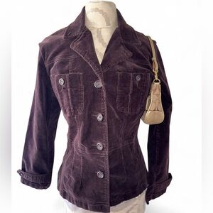 Vintage Y2K Fashion Bug Cotton Blend Brown Corduroy  Blazer Jacket Size Small